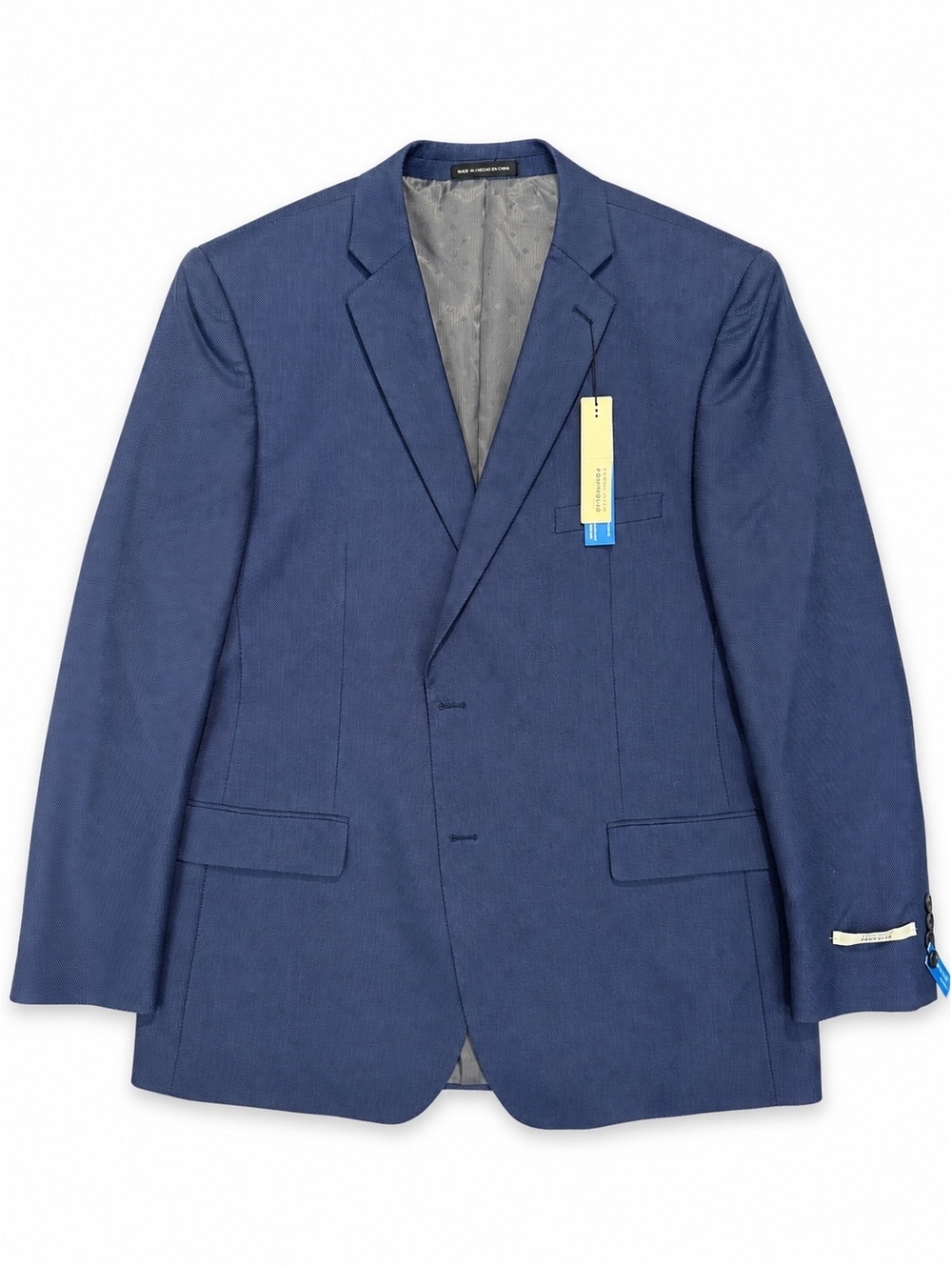 NWT Perry Ellis Navy Blue Microcheck Slim Stretch Blazer 2 Button Lined Menswear